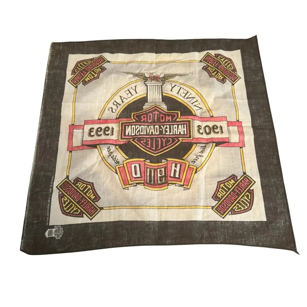 2 1990's Harley Davidson Bandanna's Vintage HD Made in USA
